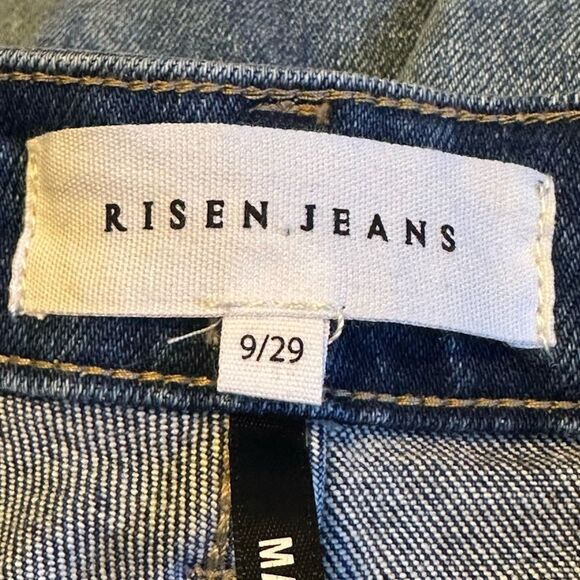 RISEN Shadow Hem High Rise Distressed Straight Leg Jeans 9 29 - Picture 8 of 15